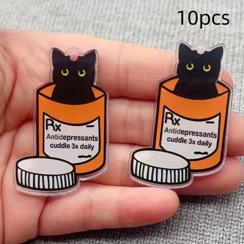 Jewelry Making Pendants - 10 stuks acryl medicijnkat hanger, doe-het-zelf