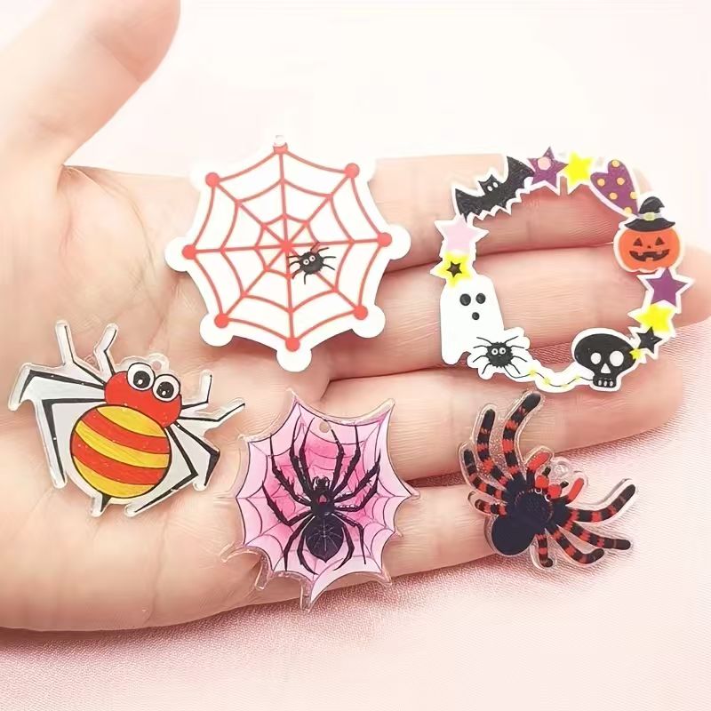 Jewelry Making Pendants - 10 stuks acryl Halloween spinnenhanger, DIY