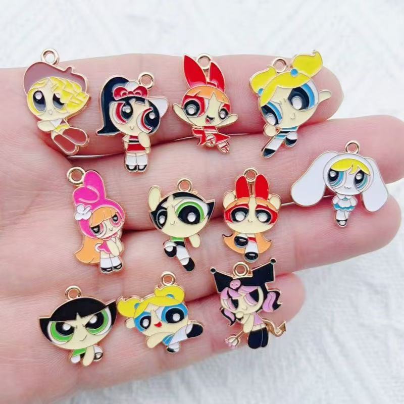 Jewelry Making Pendants - 10 stuks legering olie-druppelende cartoon meisje