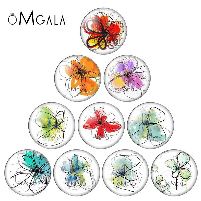 Jewelry Making Drawing - Mix Kleur Art Tekening Bloemen 12mm/14mm/16mm/18mm/20mm/25mm/30mm