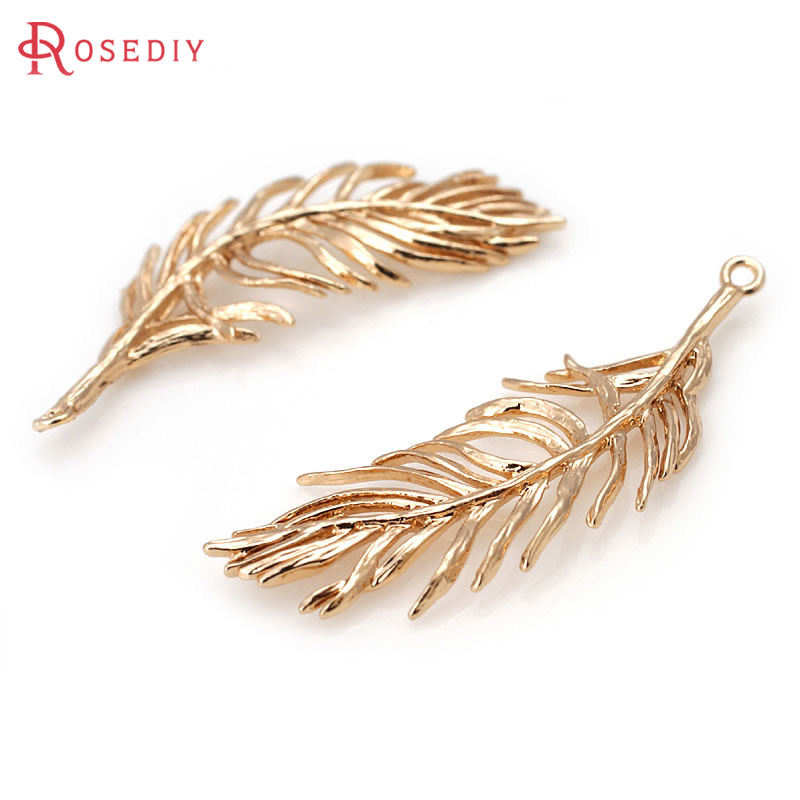 Jewelry Making Store - 18K Goudkleurige Messing Veervormige Charms Hangers