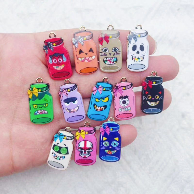 Jewelry Making Pendants - 12 stuks geprinte flesjeshangers van legering,