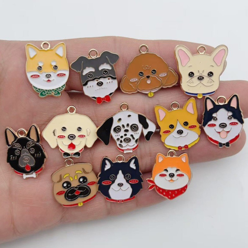 Jewelry Making Pendants - 12 stuks cartoon huisdier gevlekte hond
