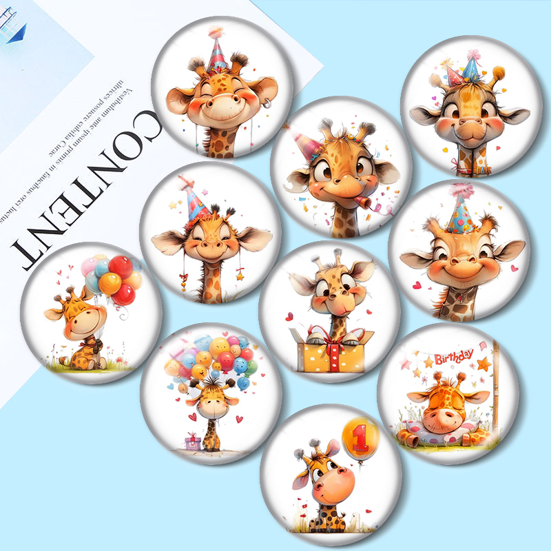 Jewelry Making Drawing - Eigenzinnige giraffe clipart Gekleurde tekening 12mm/16mm/18mm/25mm